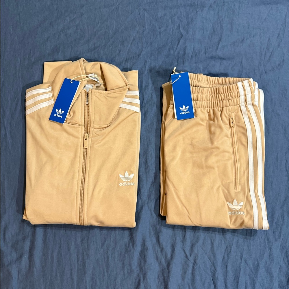 ADIDAS Originals Firebird Mens Tracksuit Jacket & Pants Set Beige Sz M,L,XL